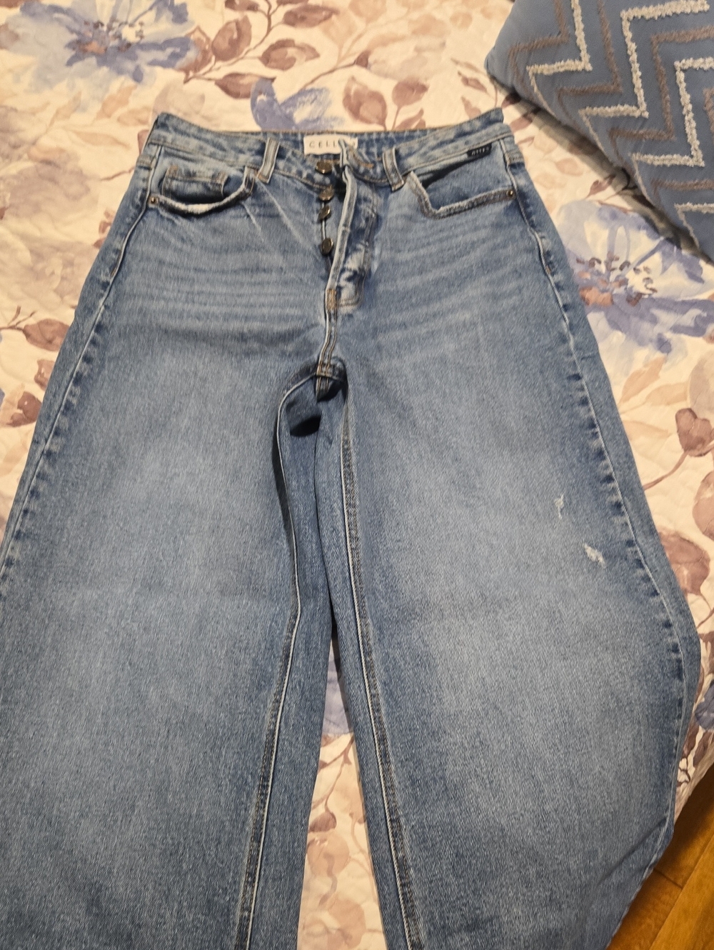 Cello Medium Blue High-Rise Wide-Leg Jeans